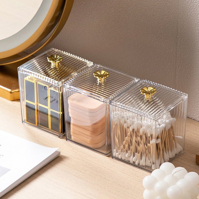 Transparente Kunststoff Aufbewahrungsbox für Wattepads und Kosmetik, staubdichte Make-up Box für Lippenstift und Baumwolle - Bild 1