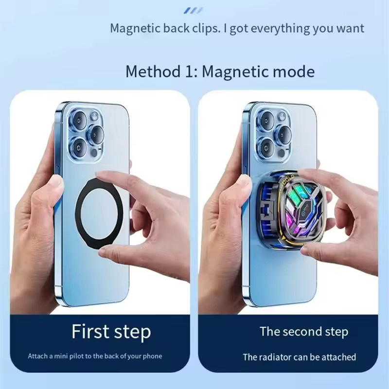 LYNXZ X76A Magnetischer Display-Telefonkühler mit Rückclip, 2-in-1 Halbleiter-Schnellkühlventilator für iOS und Android, Schwarz/Silber - Bild 6