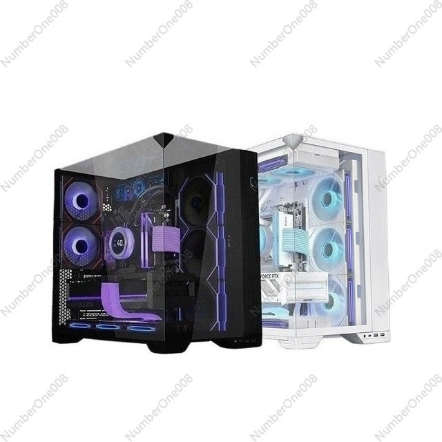 O11 Vision Kompaktes Computergehäuse in Schwarz mit Dreifach-Glasdesign ohne Säulen, unterstützt ATX/E-ATX und 360mm Wasserkühlung, maximale GPU-Länge 408mm - Bild 1