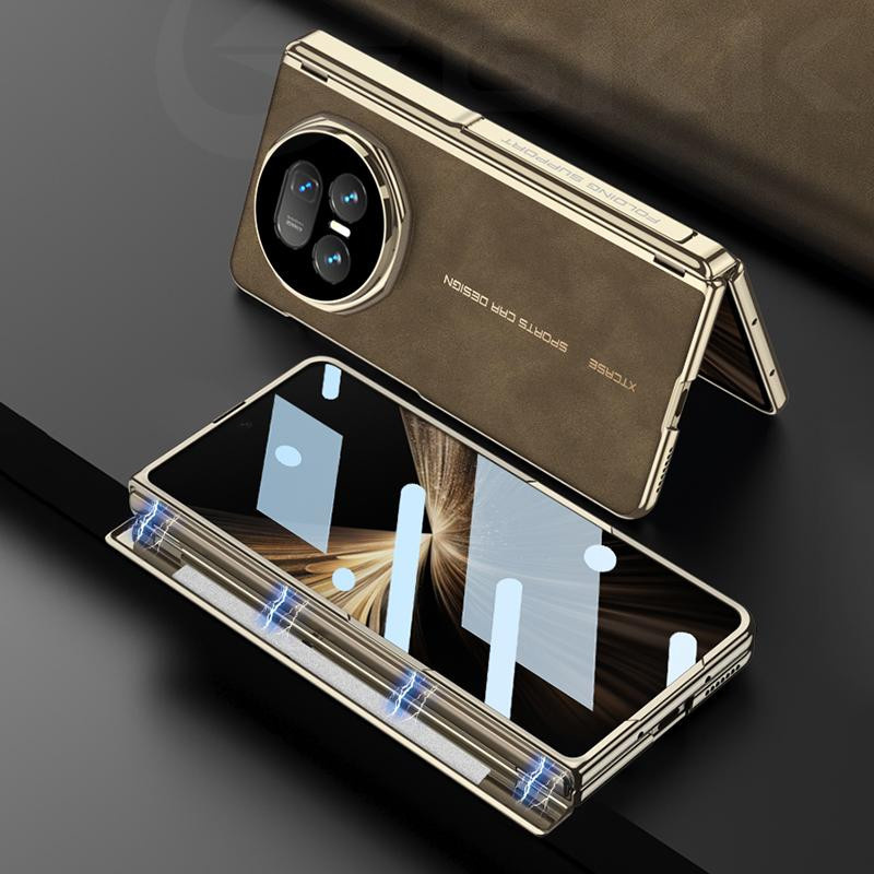 Honor Magic V5 Schutzhülle aus mattem Leder mit magnetischem Scharnier und Glasabdeckung für den vorderen Bildschirm sowie Unterstützung für kabelloses Laden - Bild 3
