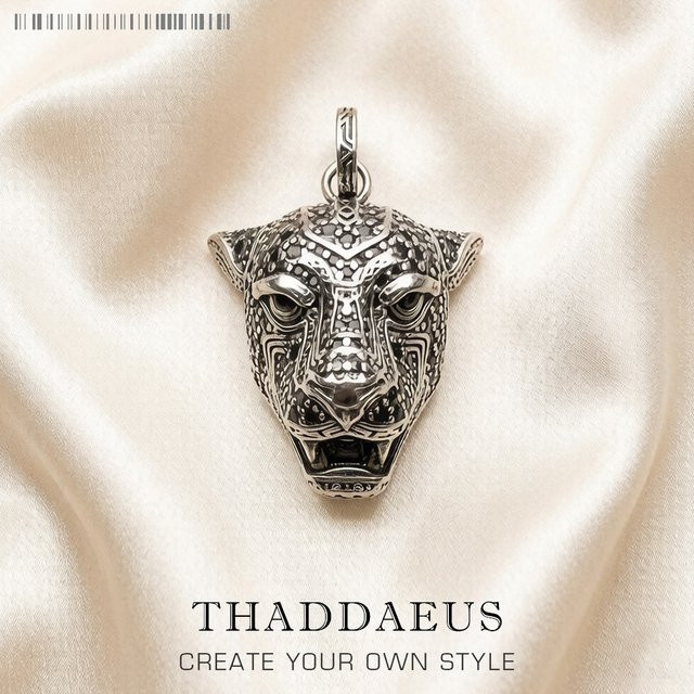 Thaddaeus Anhänger, schwarze Katze, 925 Silber, Unisex, Vintage - Bild 1