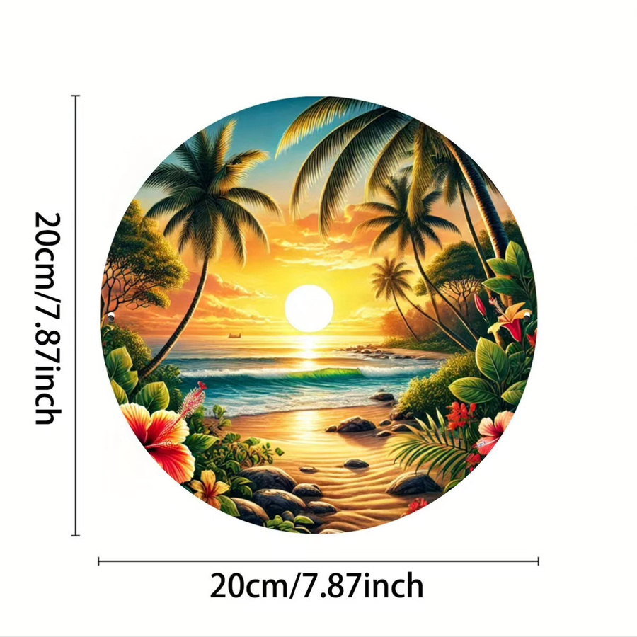 Potdemiel Tropical Beach Sunset Wandkunst aus Metall, Vintage-Foliengravur, Mehrfarbig, B/H: 20,3 x 20,3 cm - Bild 2