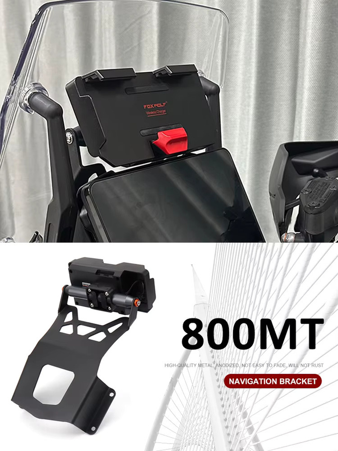 Otilli Navigationshalterung für CFMOTO 800MT (2023-2025) mit Smartphone-Ladefunktion, Schwarz, 22mm Befestigung - Bild 7