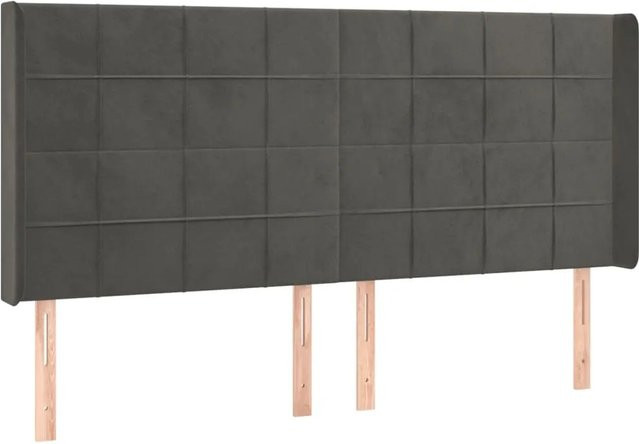 vidaXL LED Kopfteil aus Samt in Dunkelgrau mit USB-Ladeport und integrierter Beleuchtung B: 183 cm, T: 16 cm, H: 118 cm - Bild 1