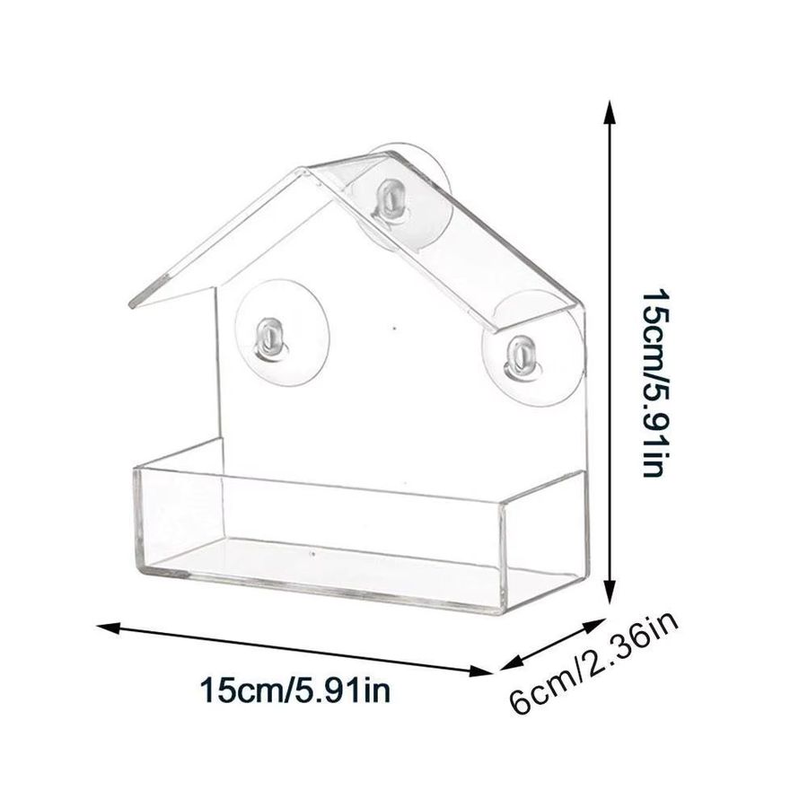 KITPIPI Acryl-Vogelfutterspender mit Klarsichtfenster und Saugnapf zum Aufhängen für Garten und Außenbereich - Bild 5