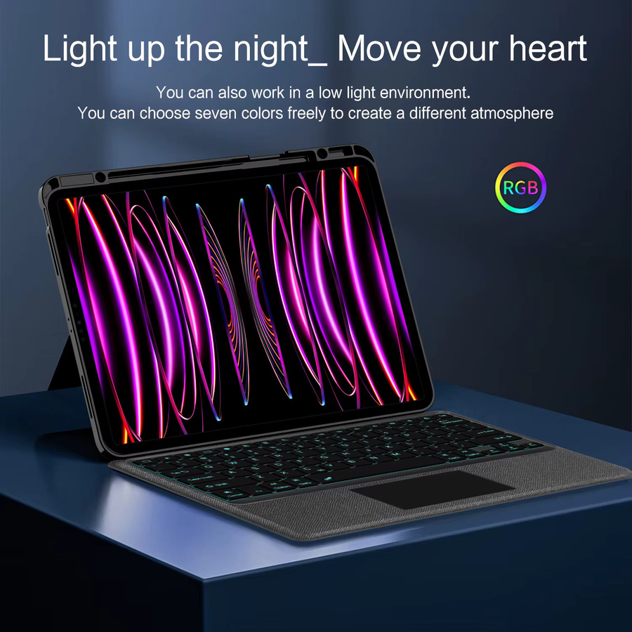 AJIUYU Magic Keyboard Hülle für iPad Air 13 Zoll M3 2025 und iPad Pro 12,9 Zoll Folio Tastaturabdeckung in Grün - Bild 5