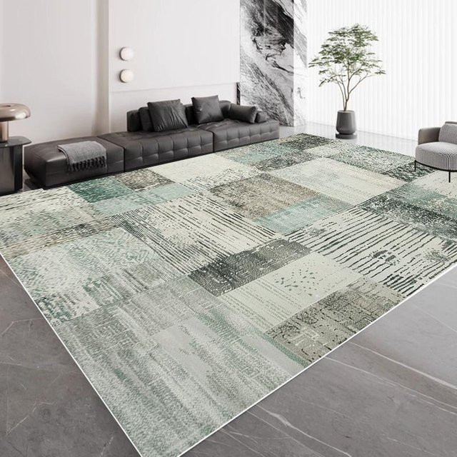 Wucifang Jewelry Wohnzimmer Teppich Grün Geometrisch Modern Weich Rutschfest B/B: 140 x 200 cm - Bild 1
