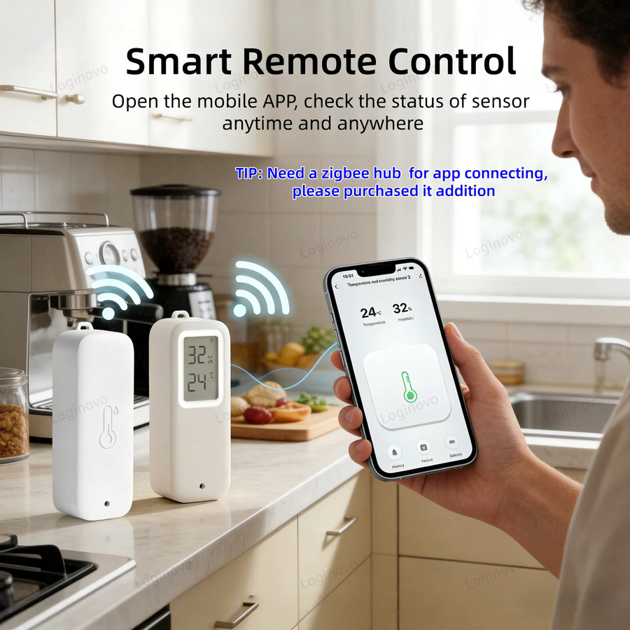 Forubest Zigbee Smart Thermometer Hygrometer IP65 Wasserdichter LCD-Temperatur- und Feuchtigkeitssensor in Weiß, kompatibel mit Alexa und Google Home via TUYA Z2M - Bild 4