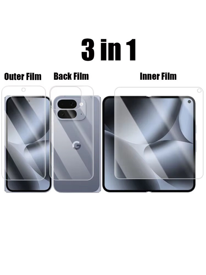 3-in-1 Hydrogel Displayschutzfolie für Google Pixel 10 9 Pro Fold und Pixel Fold, matt, TPU Ganzkörper-Aufkleber, transparent - Bild 6