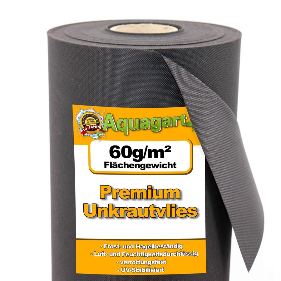 Aquagart Gartenvlies Unkrautvlies Mulchvlies Schwarz 48m² 60g Breite: 1,6 m - Bild 3