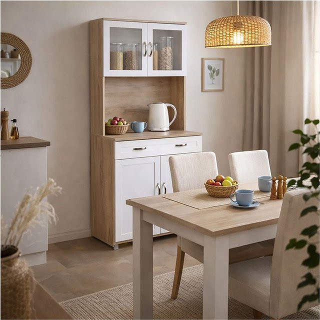 HTI-Living Küchenbuffet Sonoma/Weiß Blanca mit Regalfächern und Schubladen - Bild 1