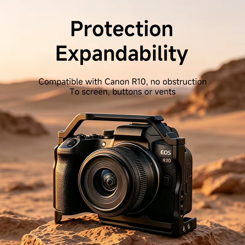 Canon Kamerakäfig für EOS R10 in Schwarz mit magnetischem Schraubenschlüssel, kompatibel mit Gimbal und Stativ für Vlogging und Filmmaking - Bild 3