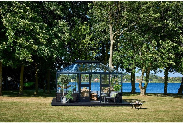 Juliana Gewächshaus Grand Oase Mauer 13 in Anthrazit mit 13 m² Fläche, Aluminium und Sicherheitsglas - Bild 1
