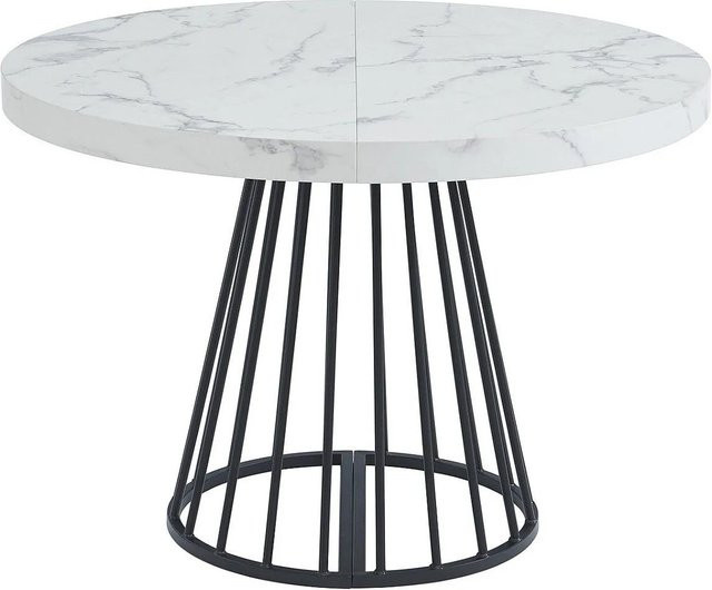 Vente-unique Esstisch Firela in Schwarz-Weiß mit Marmor-Optik, ausziehbar, B/T/H: 260 x 110 x 76 cm - Bild 1