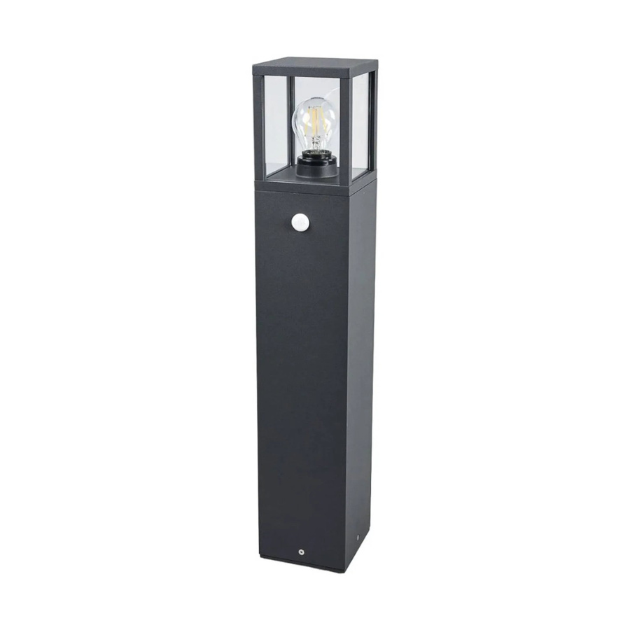 Lucande Außenleuchte Klemens mit Bewegungsmelder, moderne Pollerleuchte aus Aluminium in Schwarz, E27, IP54 - Bild 2