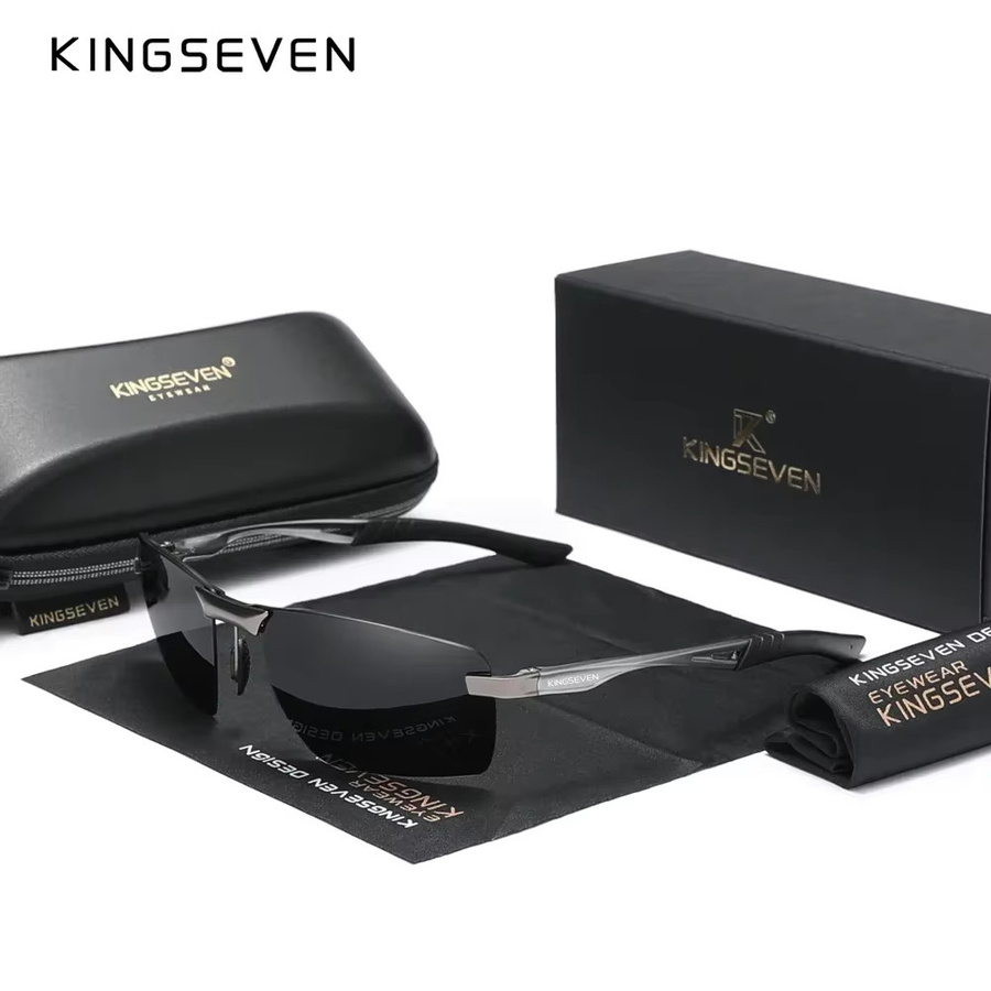 KINGSEVEN Sonnenbrille, randlos, Rechteck, Aluminium, polarisiert, Herren - Bild 2