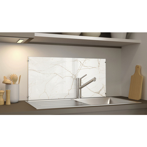 NOVADOORS Glasboard White Marble in Mehrfarbig mit Abstract-Design aus Glas - Bild 2