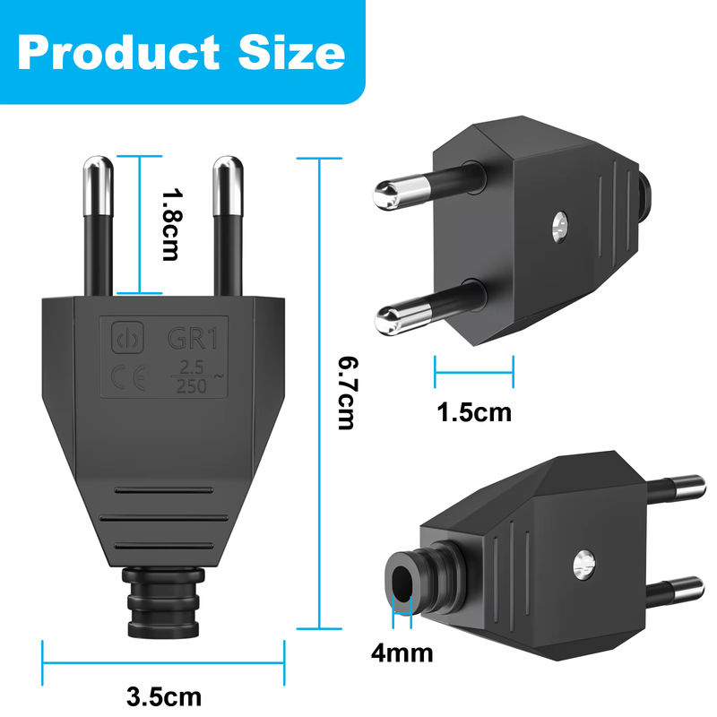 HITRENDS EU Stecker Adapter Set Männlich Weiblich Schuko Netzbuchse Schwarz - Bild 4