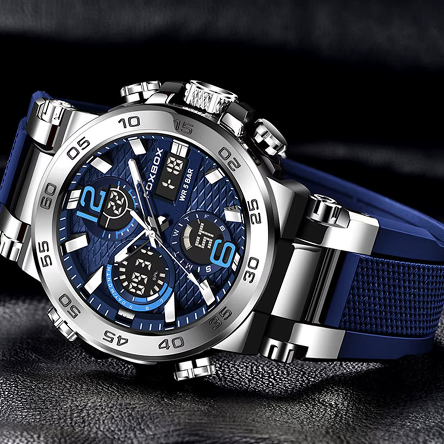 FOXBOX Armbanduhr, Digitaluhr, Blau, Silikon, Herren - Bild 4