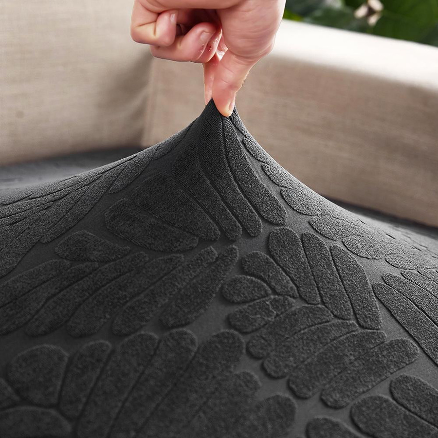 BRHUIXUE Jacquard Sofa Sitzkissen Abdeckung, elastische Schutzhülle für Sessel und Ecksofas, hellgrau - Bild 3