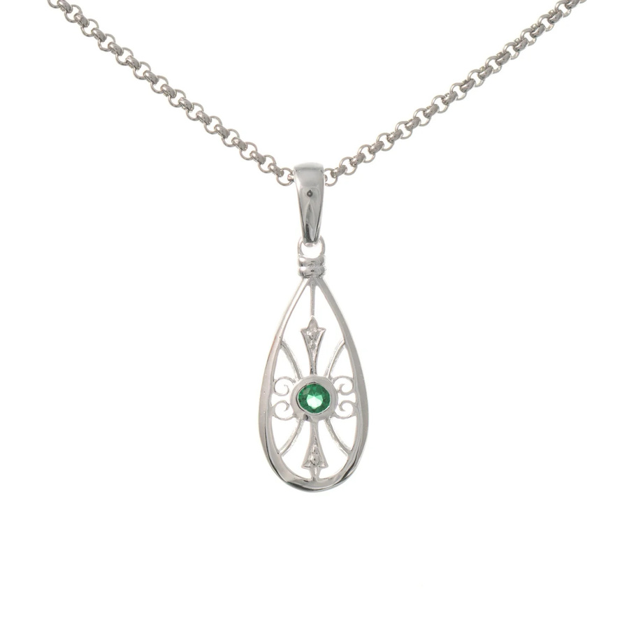 Anhänger mit Kette 925 Silber, Zirkonia, grün, Dirndl Funkeln - Bild 1
