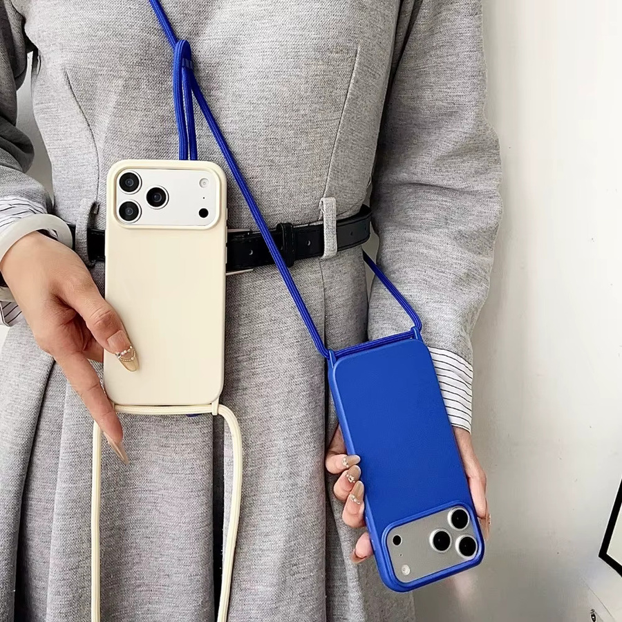 ZMZKRX Flüssigsilikonhülle mit Halsketten-Trageband für iPhone 11 bis iPhone 17 Pro Max, Farbe: Grün - Bild 2