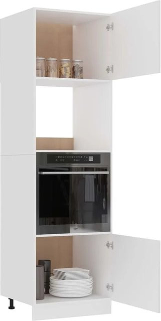 vidaXL Mikrowellenumbauschrank aus Holzwerkstoff in Weiß, B/T/H: 60 x 57 x 207 cm - Bild 1