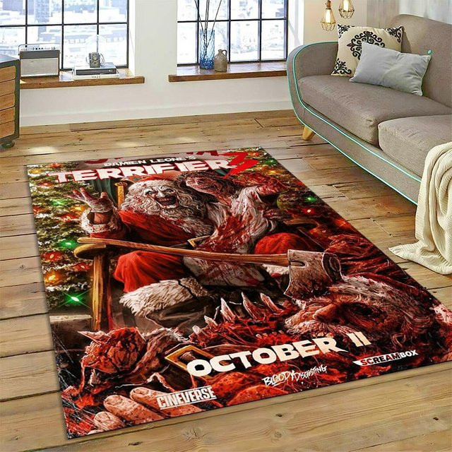 Karpetti 3D Terrifier 3 Horror Clown Teppich, Waschbarer Polyester Fußmatte für Wohnzimmer und Schlafzimmer, B/B: 80 x 120 cm, Multicolour - Bild 1