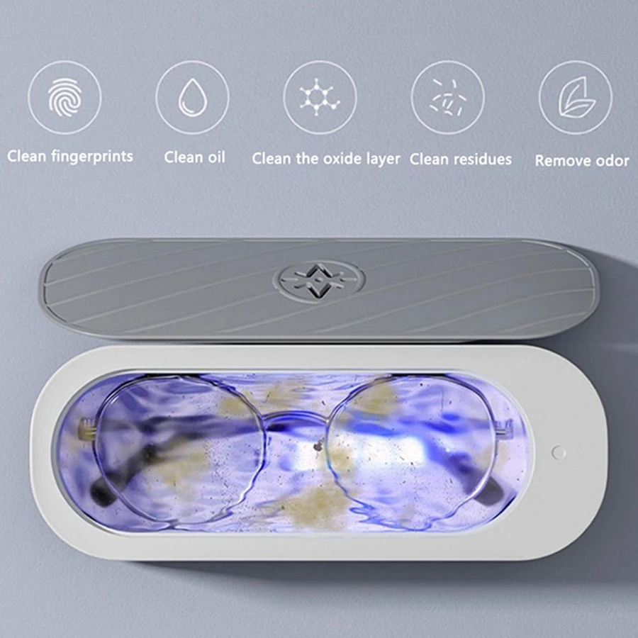 Binchi Keji Travel Ultraschall-Reinigungsmaschine 45000 Hz Hochfrequenz-Vibrationswaschreiniger in Weiß für Schmuck, Brillen und Uhren - Bild 4