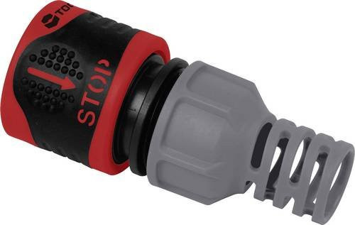Toolcraft Kunststoff Schlauchanschluss mit Wasserstop, Rot, 13 mm (1/2 Zoll) - Bild 1