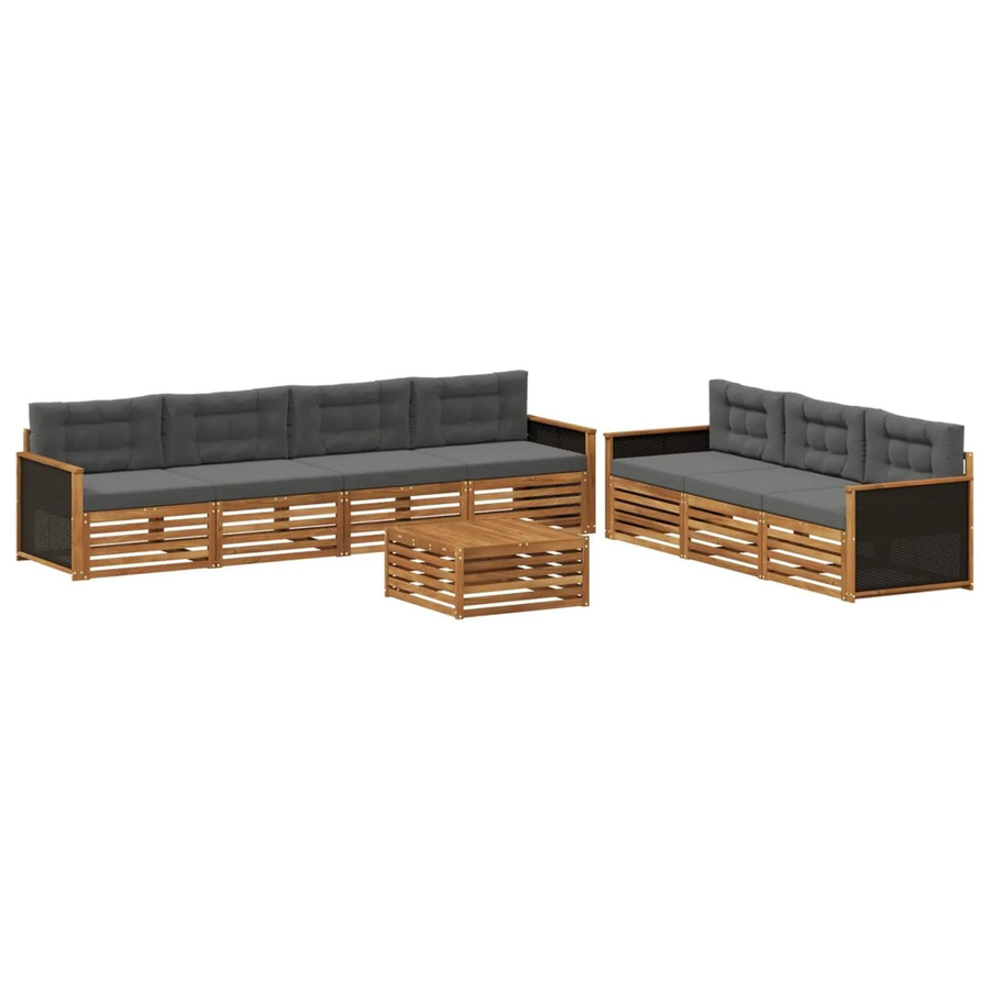 vidaXL Outdoor-Sofagarnitur aus Akazienholz mit 8 Teilen in Anthrazit, B/T/H: 79 x 79 x 37 cm - Bild 2