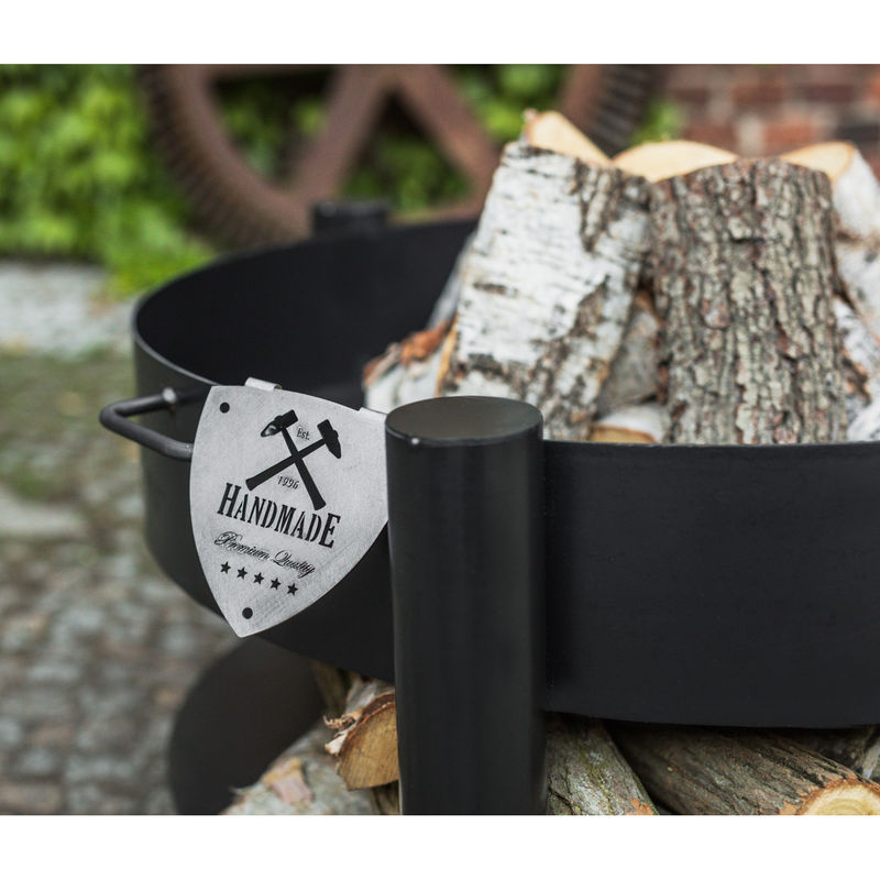 CookKing Feuerschale Montana 60 aus Stahl mit Holzlager und Warmhalterost, schwarz, B/T/H: 68 x 68 x 45 cm - Bild 3