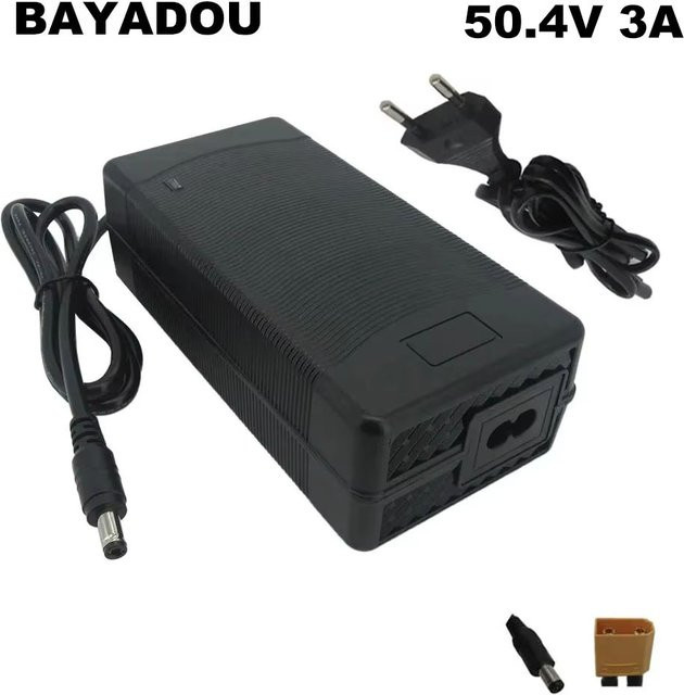 BAYADOU Lithium-Schnellladegerät für 12S Li-Ionen Akkus 44,4V 43,2V mit XT60 DC-Anschluss und Lüfter, Schwarz - Bild 1