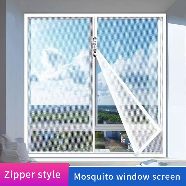CHARM HOME Moskito Netz für Fenster und Türen mit Reißverschluss, selbstklebend, Weiß - Bild 1