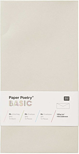 Rico Design Paper Poetry Kuvert Basic DL Grau, 10 Stück - Bild 1