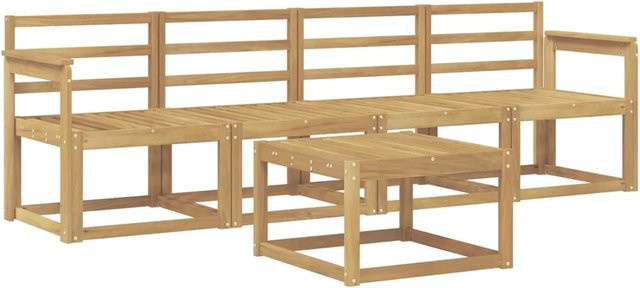vidaXL Outdoor-Sofagarnitur 5-teilig aus Akazienholz in Weiß, B/T/H: 59 x 59 x 37 cm - Bild 1
