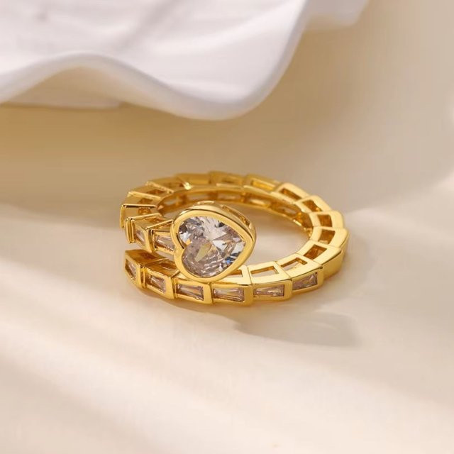 ICFTZWE Herzringe, Edelstahl, Gold, Zirkonia, Damen - Bild 1