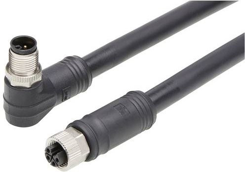 Molex 1205010155 Sensor-Aktor-Steckverbinder Set mit 4-poliger Buchse (gerade) und Stecker (gewinkelt) in Schwarz, 20m - Bild 1