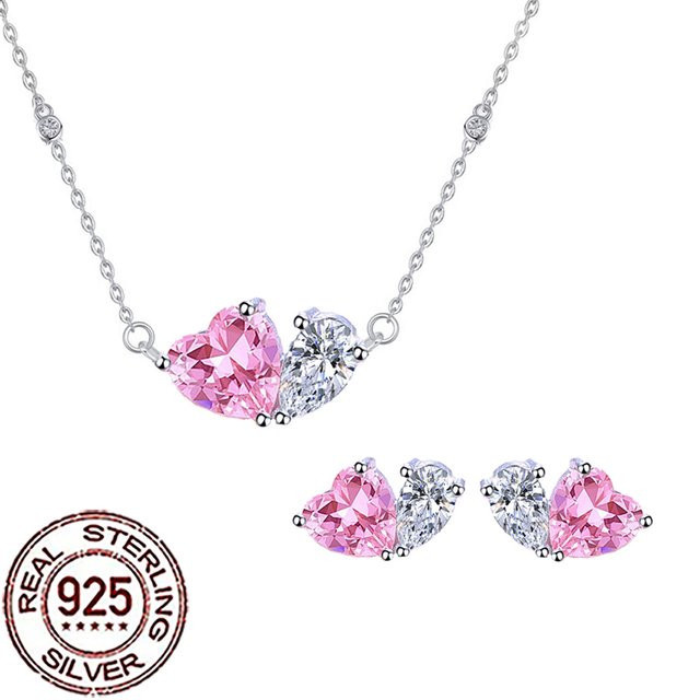 CWWZircons Schmuck-Set, 925 Silber, Rosa Zirkonia, Damen - Bild 1