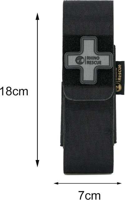 Rhino Rescue Molle Beutelhalter in Schwarz für Tourniquet und medizinische Scheren, kleine Werkzeugtasche für den Außenbereich, Breite: 18,0 cm, Tiefe: 7,0 cm - Bild 1