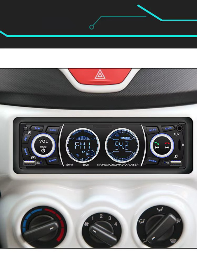 Hippcron 1DIN Autoradio mit Bluetooth, MP3-Player und FM Radio in Schwarz mit USB, AUX und TF-Kartenslot für 12/24V - Bild 7
