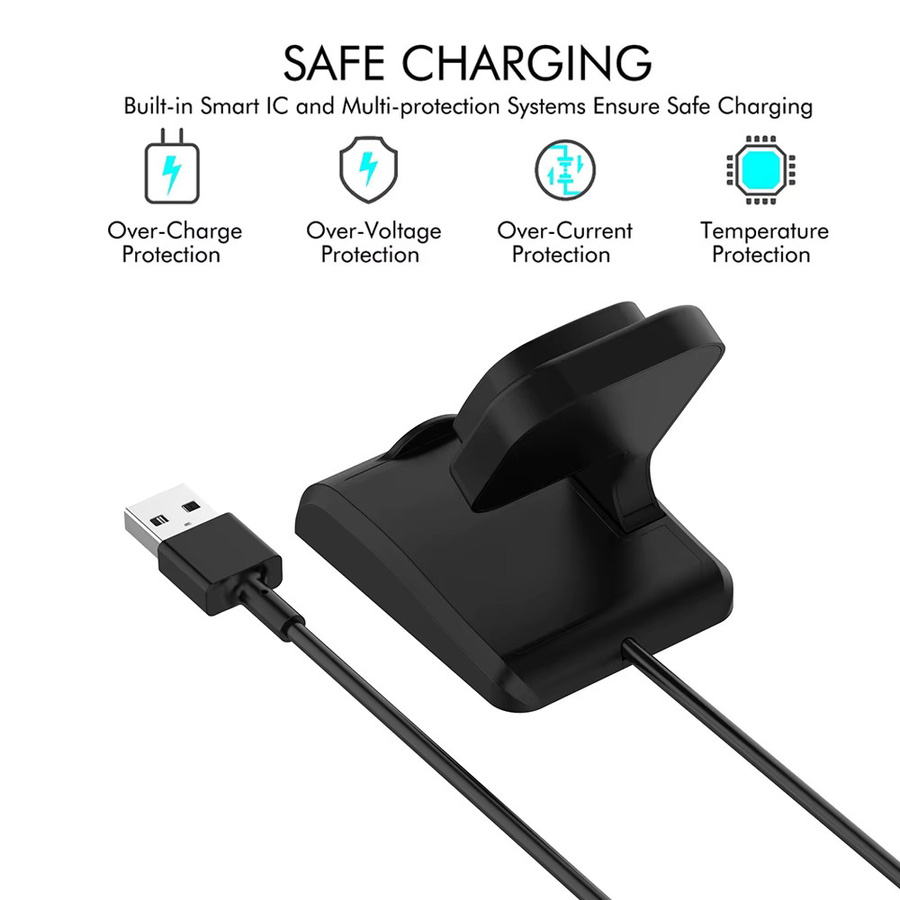 iHZCPRO Ladestation für Fitbit Sense, Sense 2, Versa 4 und Versa 3 in Schwarz mit USB-Kabel-Ersatz und USB-A sowie USB-C Anschluss - Bild 2