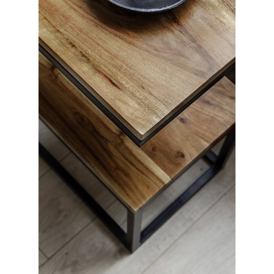 Wohnling Beistelltisch modern in Schwarz und Braun aus Echtholz und Metall B/H/T: 45 x 60 x 30 cm - Bild 3