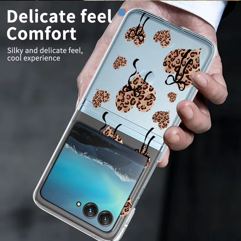 Transparente Motorola Handyhülle mit Leoparden- und Herzmuster für Razr 50 und Razr 40 Ultra, stoßfeste PC-Abdeckung - Bild 4