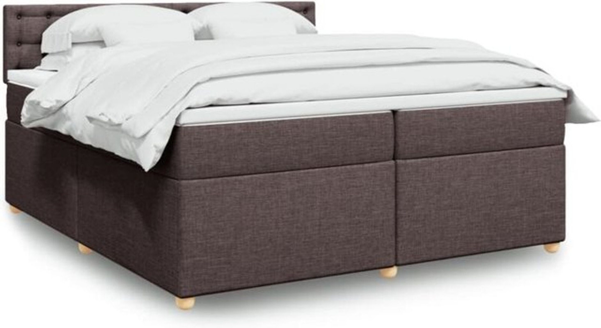 Vidaxl Boxspringbett mit Matratze in Braun und Weiß aus Stoff, B/T: 200 x 200 cm - Bild 1