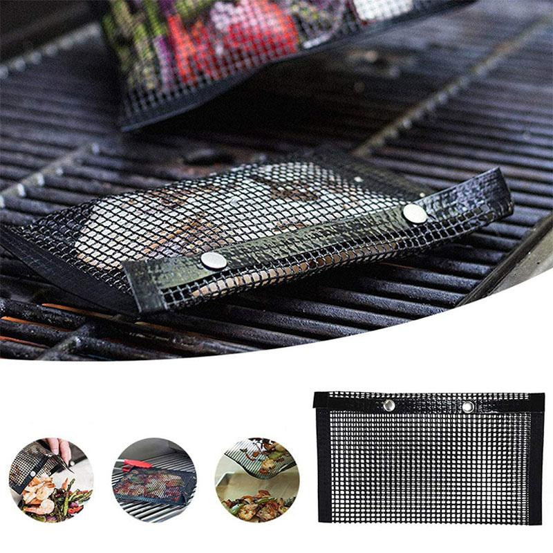 Wiederverwendbarer BBQ-Grill-Netzbeutel von Yiran Furniture aus schwarzem Teflon-Glasfaser, antihaftbeschichtet für Grillen und Backen - Bild 4