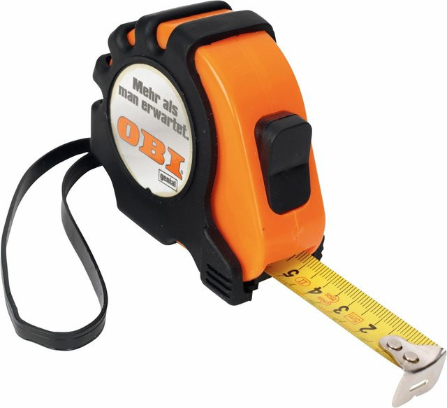 OBI Maßband aus Stahl mit Feststellknopf in Orange, 5 m - Bild 1