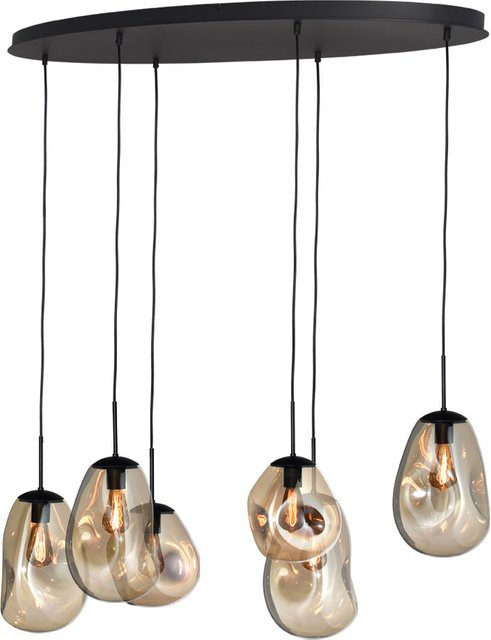 Masterlight Lava Pendelleuchte 6-flammig oval in Gold mit Glas in Gold Fumé - Bild 1