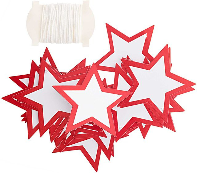 Rico Design Paper Poetry Papieranhänger Stern mit Hot Foil in Weiß-Rot, 24 Stück, B/H: 6,5 x 6,5 cm - Bild 1