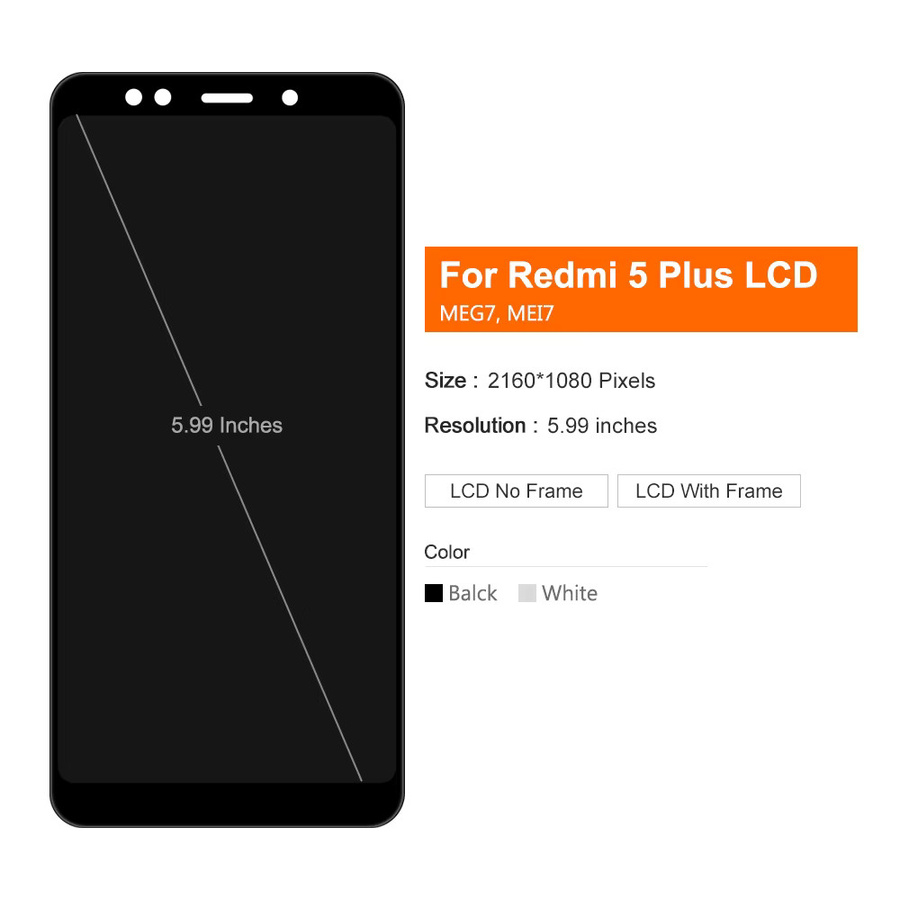Xiaomi Redmi 5 Plus LCD Display Digitizer Rahmen Touch Screen Ersatzteil in Schwarz oder Weiß - Bild 2